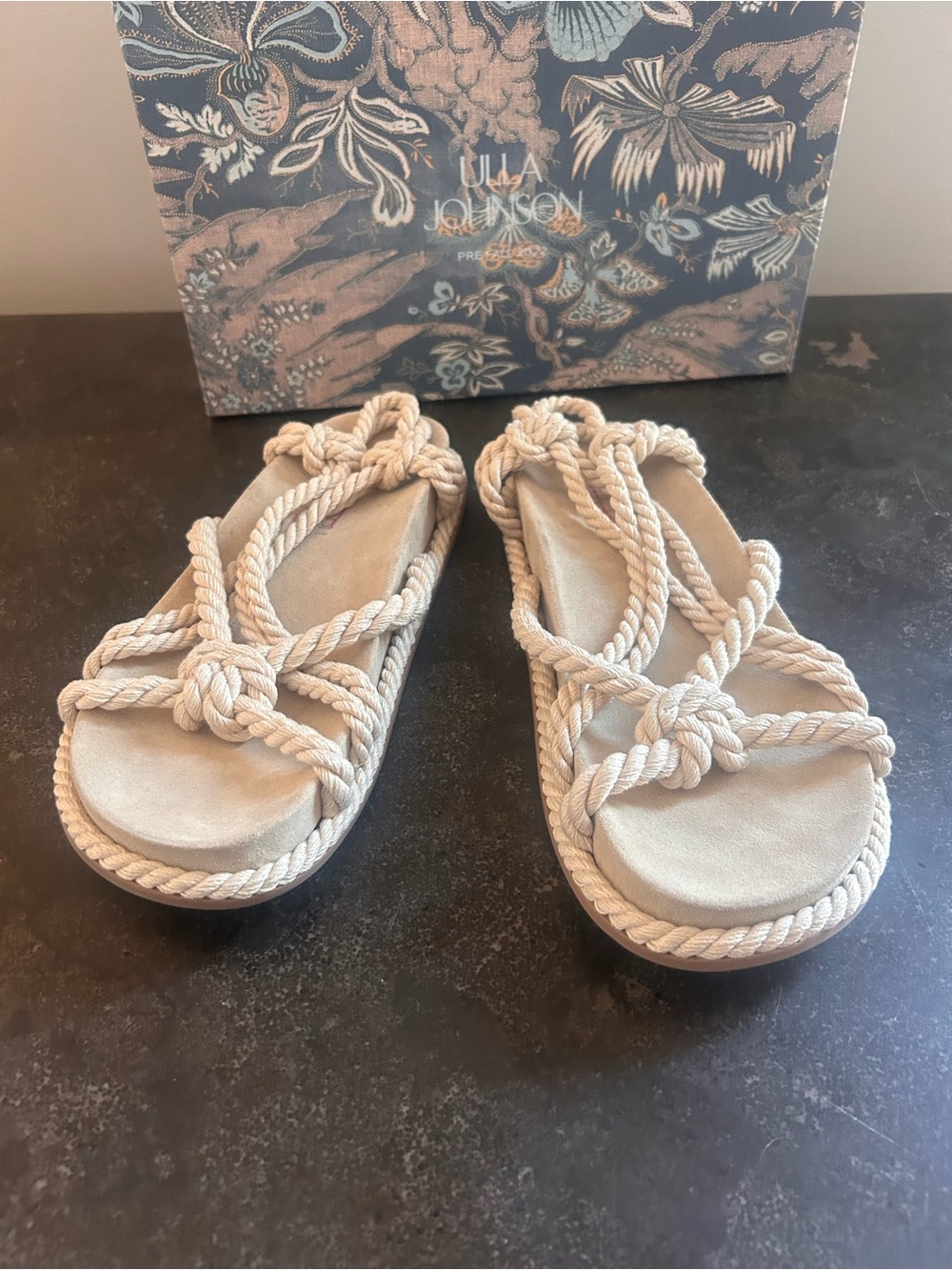 Ulla Johnson Cream Knotted Rope Slide Sandals